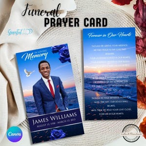 Funeral Prayer Card | Memorial Keepsake | Celebration of Life | Editable Canva Template | GR3V1X
