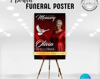 Red Floral 1-Board Funeral Poster | GR1A6M