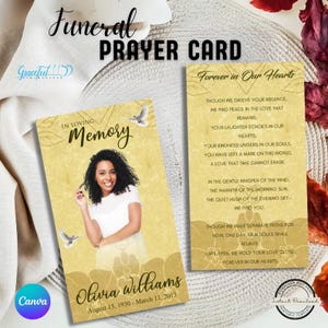 Funeral Prayer Card | Memorial Keepsake | Celebration of Life | Editable Canva Template | GR0J9X