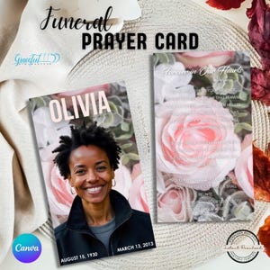 Funeral Prayer Card | Memorial Keepsake | Celebration of Life | Editable Canva Template | GR2Y3H
