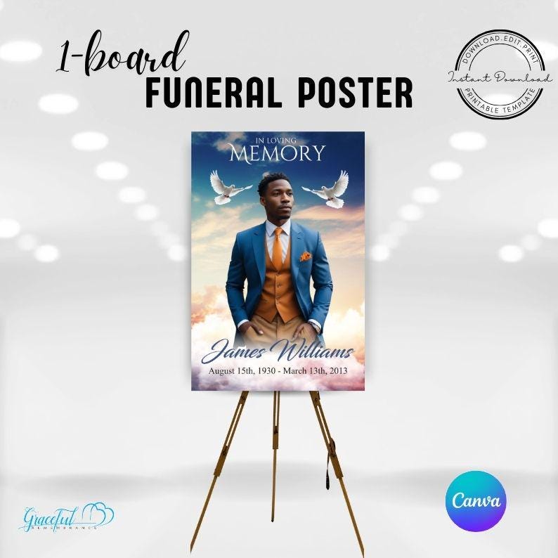 Sky-Themed 1-Board Funeral Poster | GR9G1A