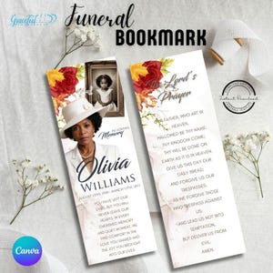 Funeral Bookmark | Memorial Keepsake | Celebration of Life | Editable Canva Template | GR0X3H