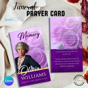 Funeral Prayer Card | Memorial Keepsake | Celebration of Life | Editable Canva Template | GR5U4P