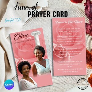 Funeral Prayer Card | Memorial Keepsake | Celebration of Life | Editable Canva Template | GR8F4X
