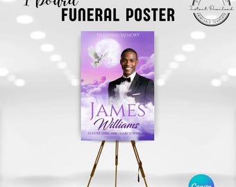 Purple Sky-Themed 1-Board Funeral Poster | GR4F2P