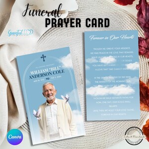 Funeral Prayer Card | Memorial Keepsake | Celebration of Life | Editable Canva Template | GR5Q8N