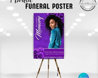 Purple Floral 1-Board Funeral Poster |  GR6L1A