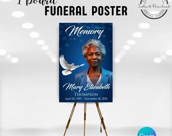 Dark Blue 1-Board Funeral Poster | GR9E6H