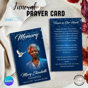 Funeral Prayer Card | Memorial Keepsake | Celebration of Life | Editable Canva Template | GR9E6H