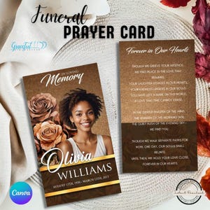 Funeral Prayer Card | Memorial Keepsake | Celebration of Life | Editable Canva Template | GR2H7R