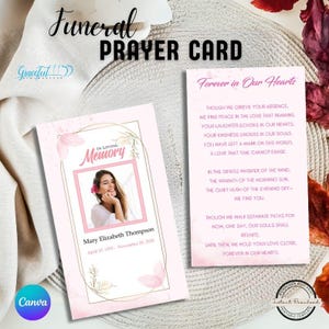 Funeral Prayer Card | Memorial Keepsake | Celebration of Life | Editable Canva Template | GR6C3T