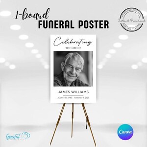 Può includere: Un poster funebre in bianco e nero con una foto di un uomo e il testo "Celebrando la vita di James Williams 10 agosto 1985 - 3 febbraio 2020".