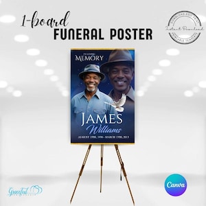Dark Blue 1-Board Funeral Poster | GR4Y9K