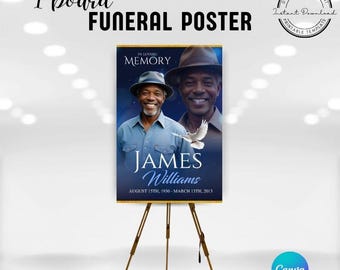 Dark Blue 1-Board Funeral Poster | GR4Y9K