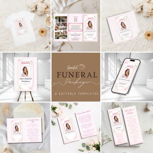 Complete Funeral Template Bundle | Editable Canva Funeral Program, Announcement, Invitation, Prayer Card & More! | GR6C3T