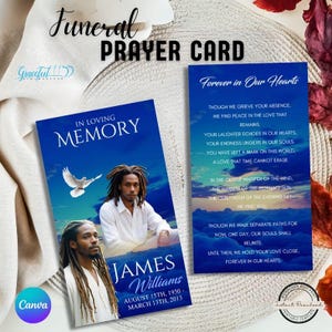 Cartão de Oração Funerária | Lembrança Memorial | Celebração da Vida | Modelo Canva Editável | GR5B7X