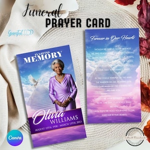 Funeral Prayer Card | Memorial Keepsake | Celebration of Life | Editable Canva Template | GR6C4T