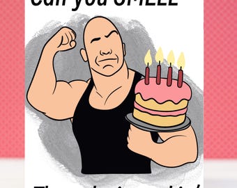 Tarjeta de cumpleaños para un hombre fuerte, saludo único para un fanático de la lucha libre