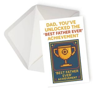 Tarjeta de logros del Día del Padre / Tarjeta divertida del Día del Padre para gamers / Tarjeta para él