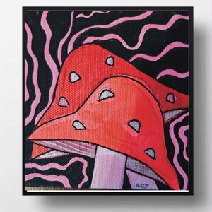 Psychedelische Pilzwandkunst | Trippy Fungi Druck | Boho Hippie Dekor | Bunte Pilz Illustration |