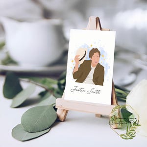 Name Place Card | Wedding Favors| Faceless Art | Seating Chart | Wedding Souvenir | Digital Art | Place Card | Personalized Portrait Favors