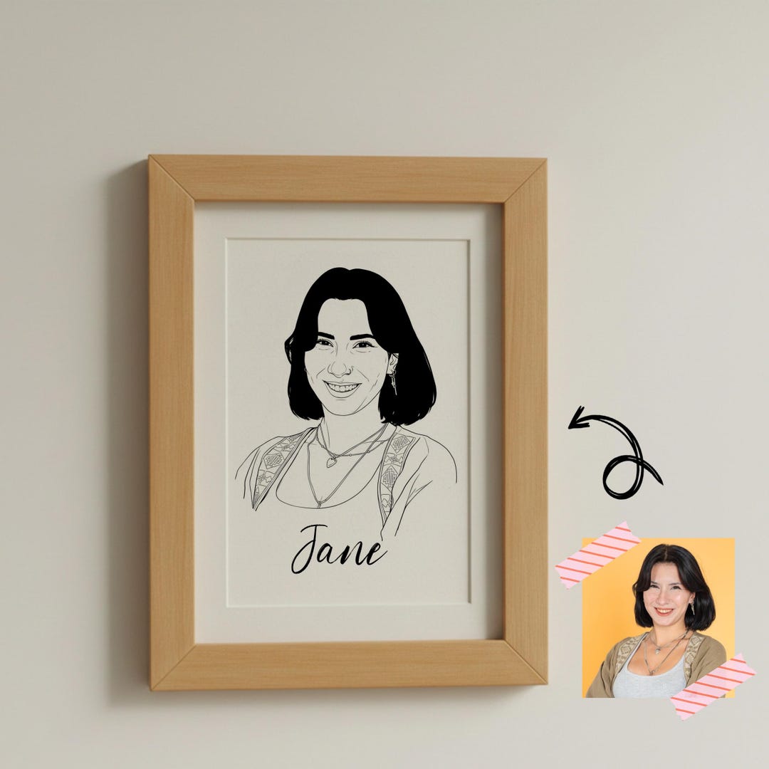 Custom Line Art Guest Portrait Place Cards: Wedding Favors - Etsy