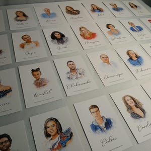 Cadeaux de mariage | marque-place nommé | Cadre de table portrait | Cadeaux pour fête |  marque-place illustré | Souvenirs élégants de fête de mariage