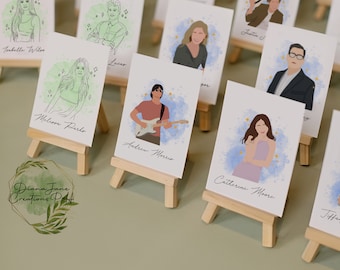 Name Place Card | Wedding Favors| Faceless Art | Seating Chart | Wedding Souvenir | Digital Art | Place Card | Personalized Portrait Favors