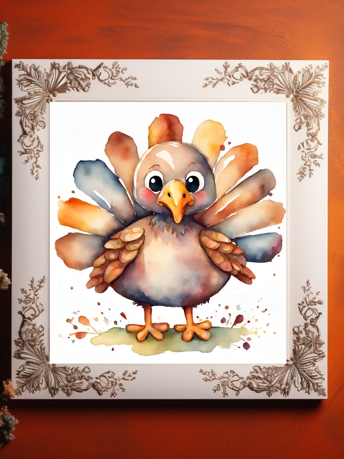 Adorable Watercolor Turkey Printable - Instant Download Fall Wall Art ...