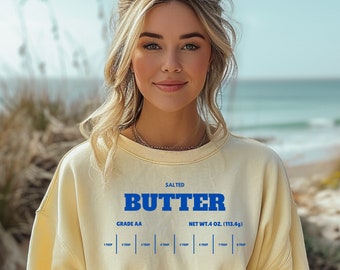 Felpa Comfort Colors Salted Butter, regalo ideale per gli amanti della cucina e della pasticceria.