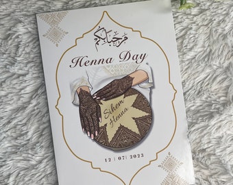 Carte de bienvenue, Carte de remerciement; cadeau invité; henna day