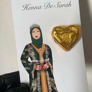 Carte de remerciement cadeau invité henna day Hijab