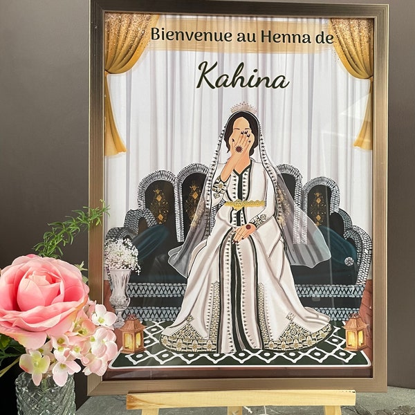 Marhbabikoum Henné, affiche henna, décoration Henné, affiche personnalisée mariage