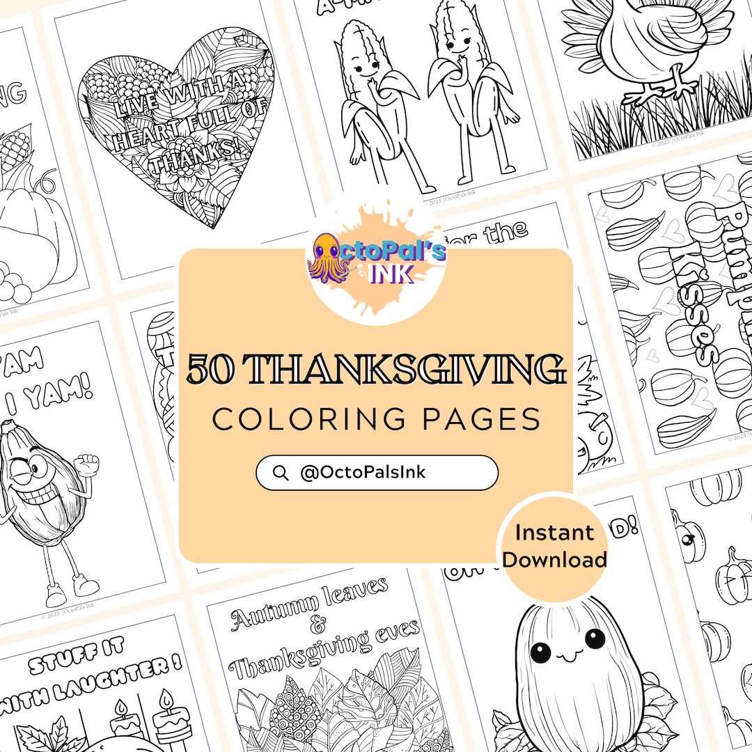 50 Thanksgiving Coloring Pages for Kids, Thanksgiving Coloring Sheets
