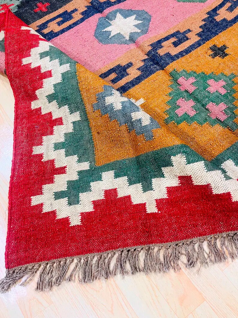 Handmade Navajo Kilim Rugs,hand Woven Rug, Wool Floor Rug, Home Office