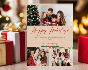 Photo Christmas Card Template| Christmas Tree Card Template| Holiday Card Template| Photo Holiday Card| Editable Template download