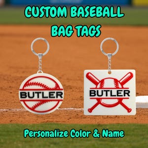 Personalized Baseball Bag Tag Keychain – Custom Sports Team Gift, Player Name Keychain for Baseball Bags, Team Spirit Favor