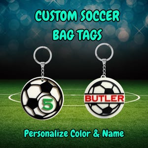 Personalized Soccer Bag Tag Keychain – Custom Sports Team Gift, Player Name Keychain for Soccer Bags, Team Spirit Favor