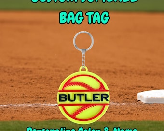 Personalized Softball Bag Tag Keychain – Custom Sports Team Gift, Player Name Keychain for Softball Bags, Team Spirit Favor