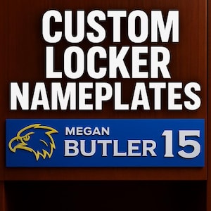 Placa personalizada para casillero deportivo • Mascota y colores del equipo • Letrero para casillero • Regalo para atletas o equipos