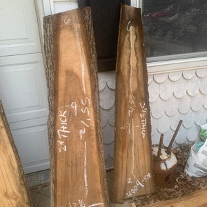 Hickory Slab-Live Edge, Unique shape and Figure-H008-5/6