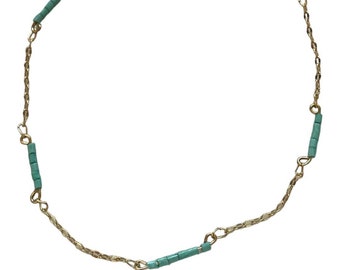 Mill Valley | hand-beaded anklet | beaded anklet | gold anklet | turquoise jewelry | turquoise anklet | ankle bracelet