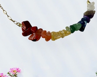 Ojai | hand-beaded necklace | beaded necklace | semi-precious stones | rainbow necklace | statement necklace