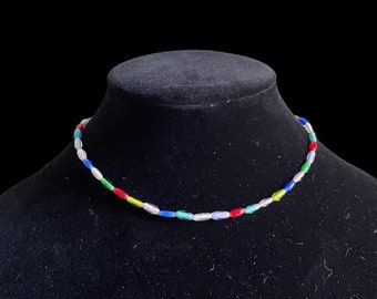 Novato | hand-beaded necklace | beaded necklace | rainbow necklace | multicolored necklace | matching set
