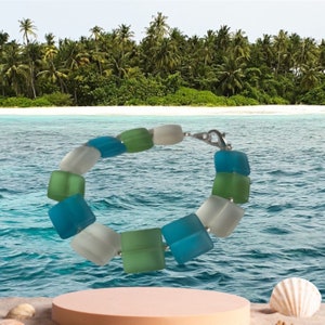 Sea Ranch | sea glass bracelet | beach vibes | hand-beaded bracelet | sea glass | multicolor bracelet | coastal chic
