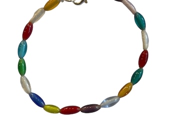 Novato | hand-beaded bracelet | beaded necklace | rainbow necklace | multicolored necklace | matching set