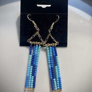 Sausalito | beaded earrings | handmade jewelry | blue earrings | gold earrings