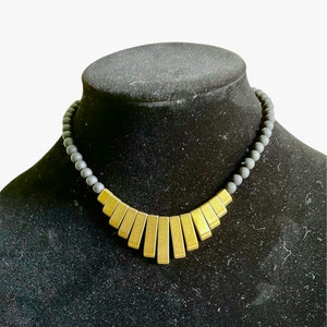 Yountville | hand-beaded necklace | brass necklace | statement necklace | black and gold necklace