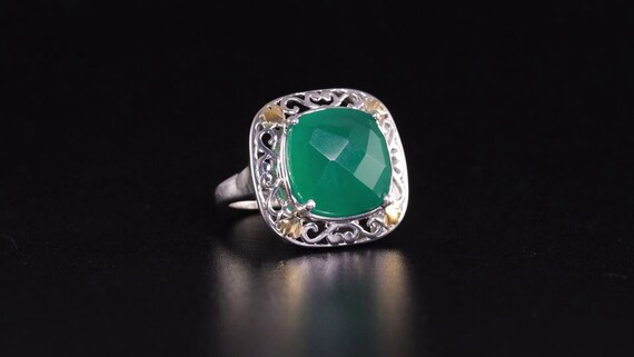 Karis Green Onyx Solitaire Ring in 18K YG Plated … - image 1