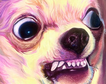 Funny Chihuahua Print: Disgust Dog Art Poster